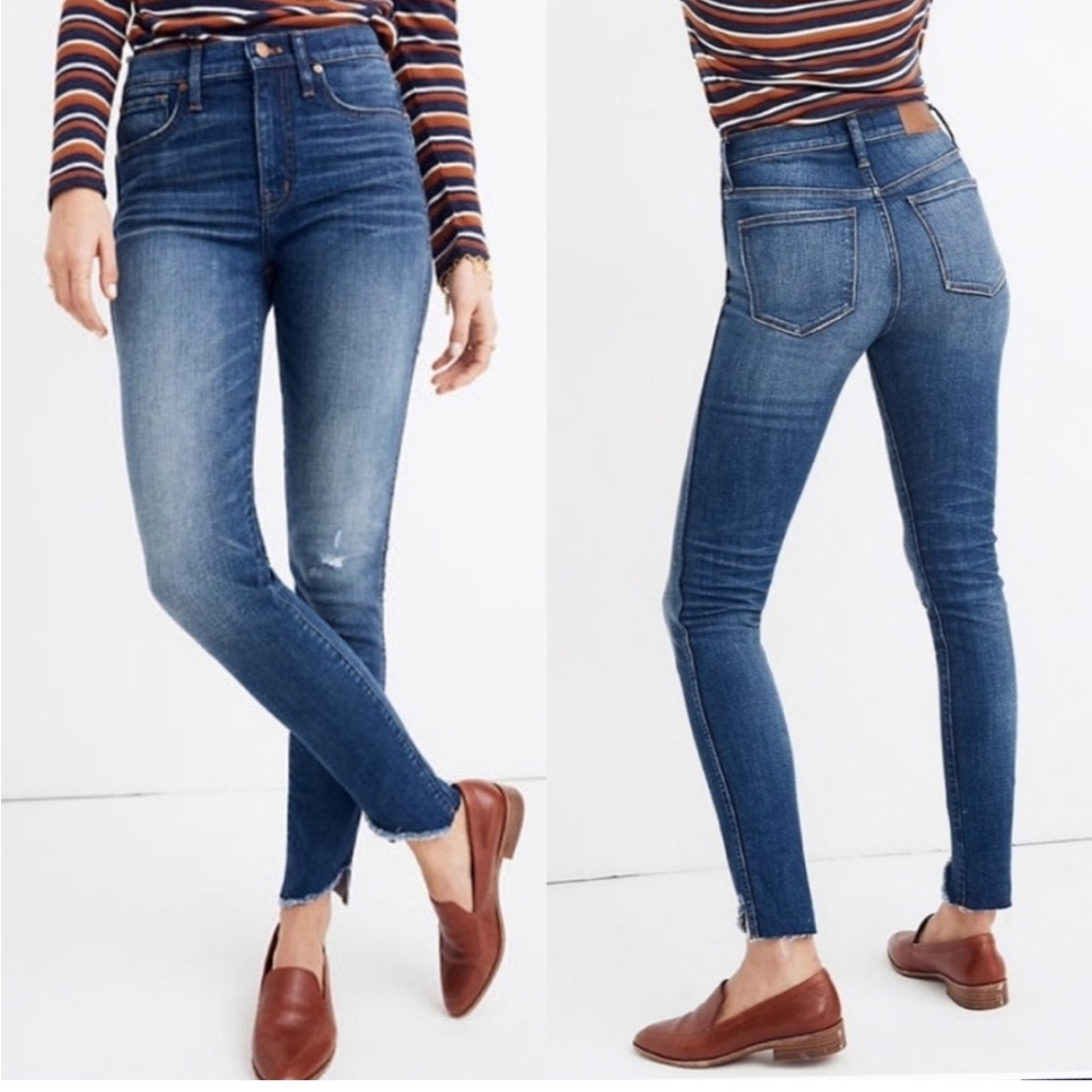 Madewell 10" High Rise Skinny Jean with Asymmetrical raw hem size 25